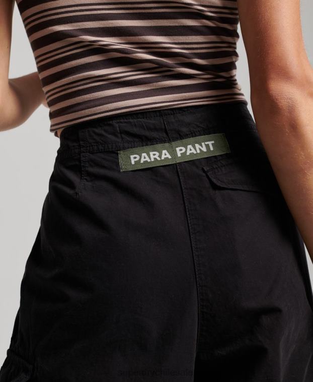 mujer Superdry negro pantalones holgados de paracaídas 2R68Z2013