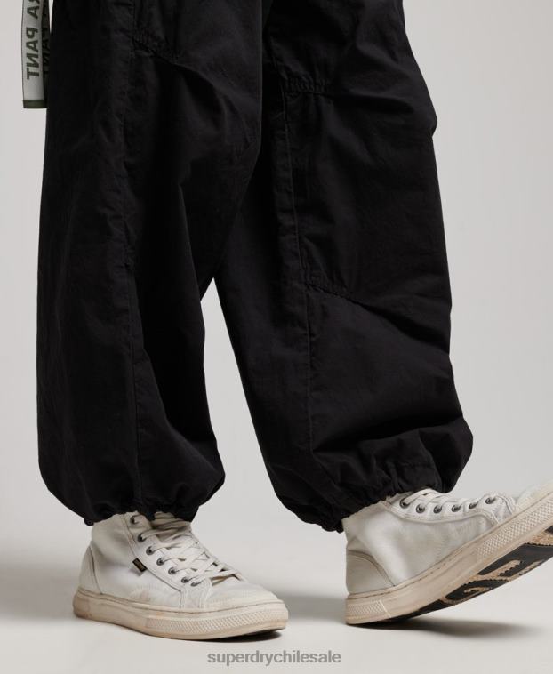 mujer Superdry negro pantalones holgados de paracaídas 2R68Z2013