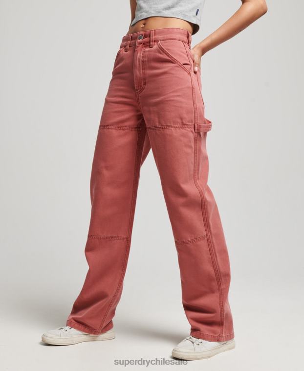 mujer Superdry rojo pantalones de carpintero de pierna ancha 2R68Z2575