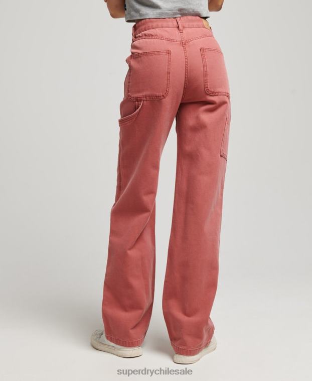 mujer Superdry rojo pantalones de carpintero de pierna ancha 2R68Z2575