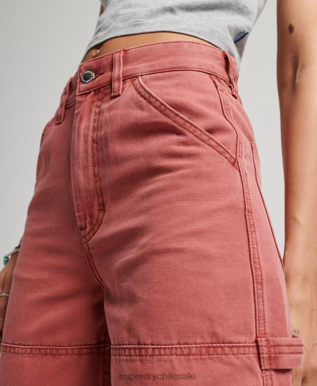 mujer Superdry rojo pantalones de carpintero de pierna ancha 2R68Z2575