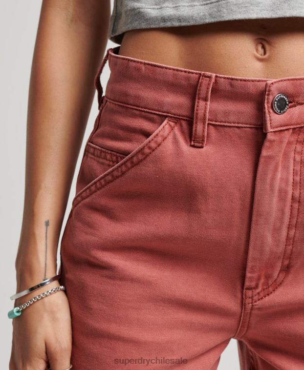 mujer Superdry rojo pantalones de carpintero de pierna ancha 2R68Z2575