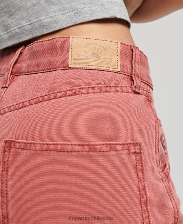 mujer Superdry rojo pantalones de carpintero de pierna ancha 2R68Z2575