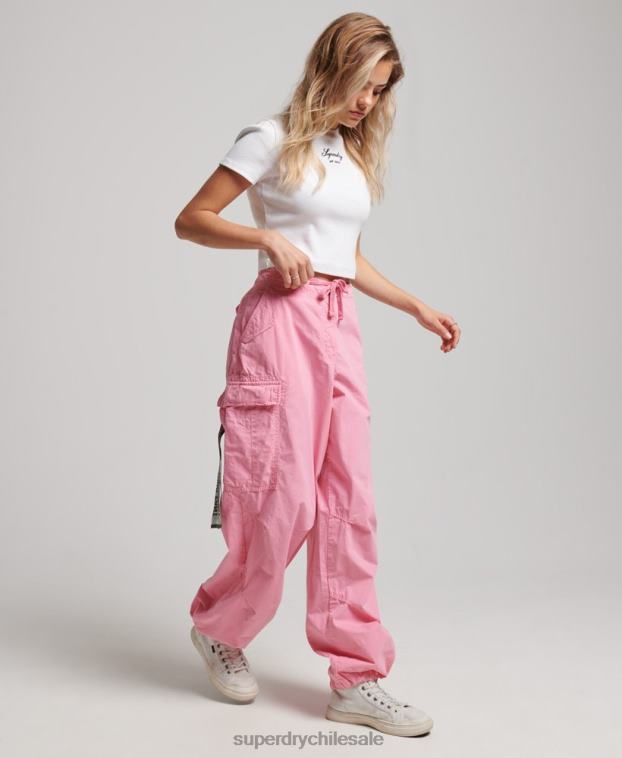 mujer Superdry rosa pantalones holgados de paracaídas 2R68Z1989