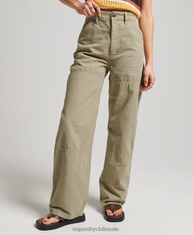 mujer Superdry verde Pantalón carpintero ancho vintage de algodón orgánico 2R68Z2556