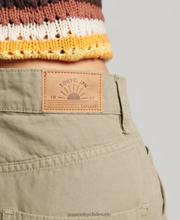 mujer Superdry verde Pantalón carpintero ancho vintage de algodón orgánico 2R68Z2556