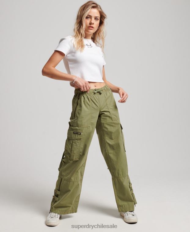 mujer Superdry verde pantalones cargo de tiro bajo y pernera ancha 2R68Z2015