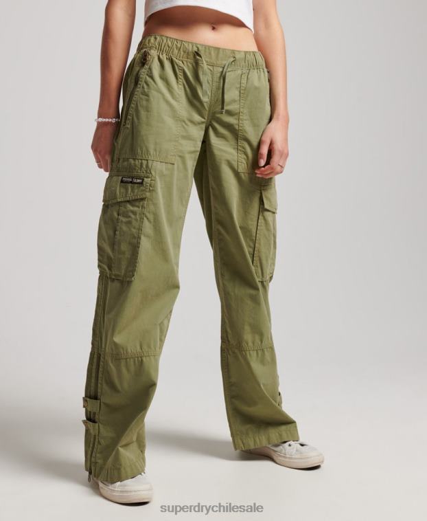 mujer Superdry verde pantalones cargo de tiro bajo y pernera ancha 2R68Z2015