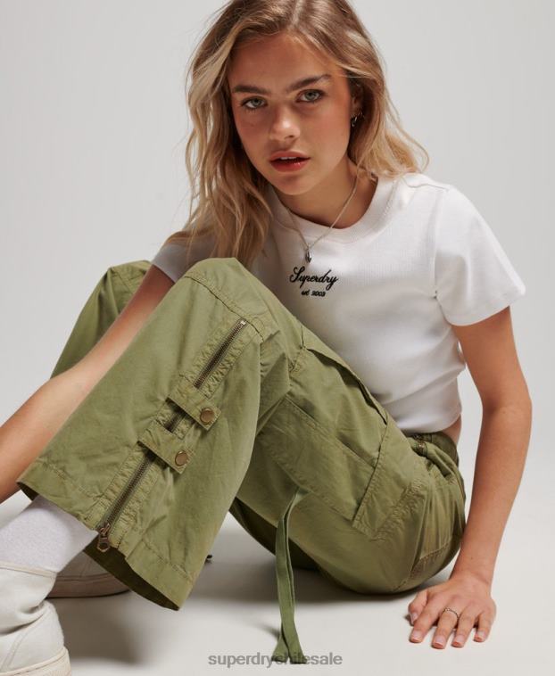 mujer Superdry verde pantalones cargo de tiro bajo y pernera ancha 2R68Z2015