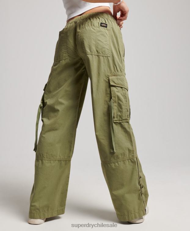 mujer Superdry verde pantalones cargo de tiro bajo y pernera ancha 2R68Z2015