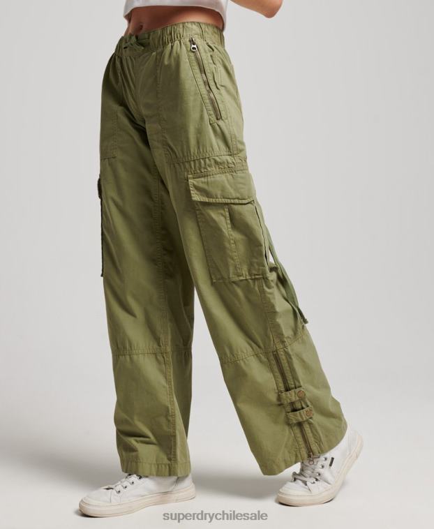 mujer Superdry verde pantalones cargo de tiro bajo y pernera ancha 2R68Z2015