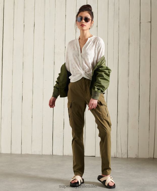 mujer Superdry verde pantalones cargo delgados 2R68Z2605