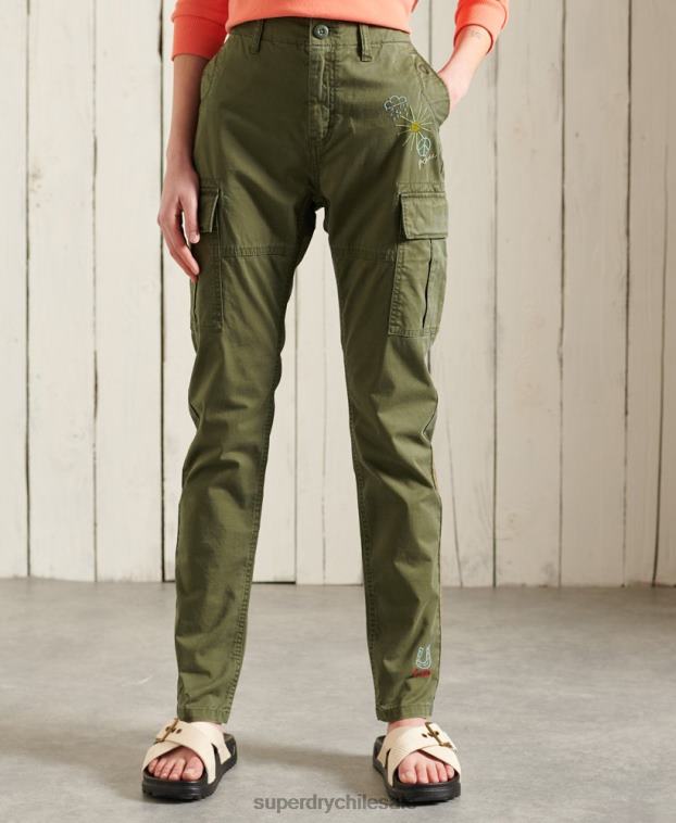 mujer Superdry verde pantalones cargo delgados 2R68Z2609