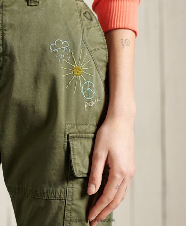 mujer Superdry verde pantalones cargo delgados 2R68Z2609