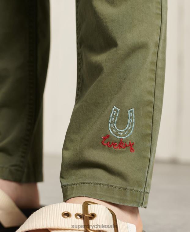 mujer Superdry verde pantalones cargo delgados 2R68Z2609