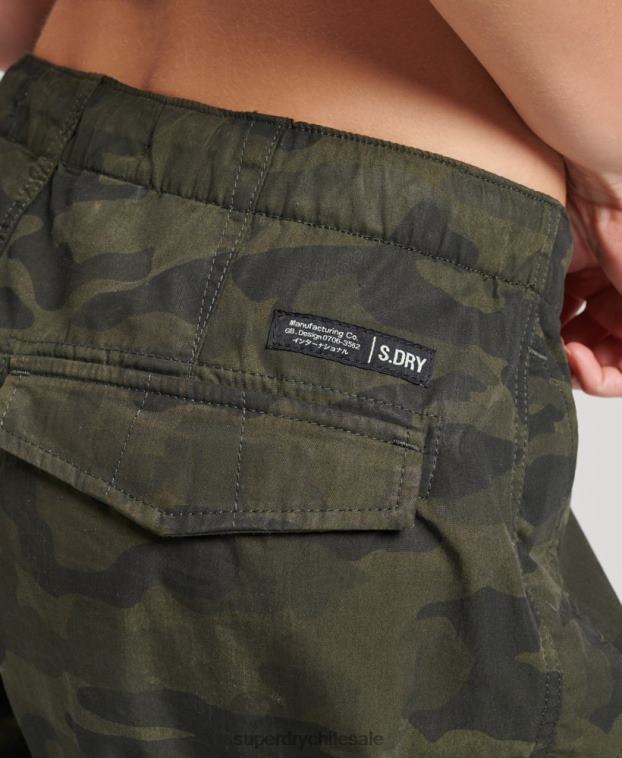 mujer Superdry verde pantalones de algodón orgánico con agarre de paracaídas 2R68Z2602