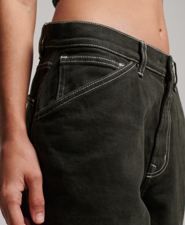 mujer Superdry verde pantalones de carpintero en contraste 2R68Z2558