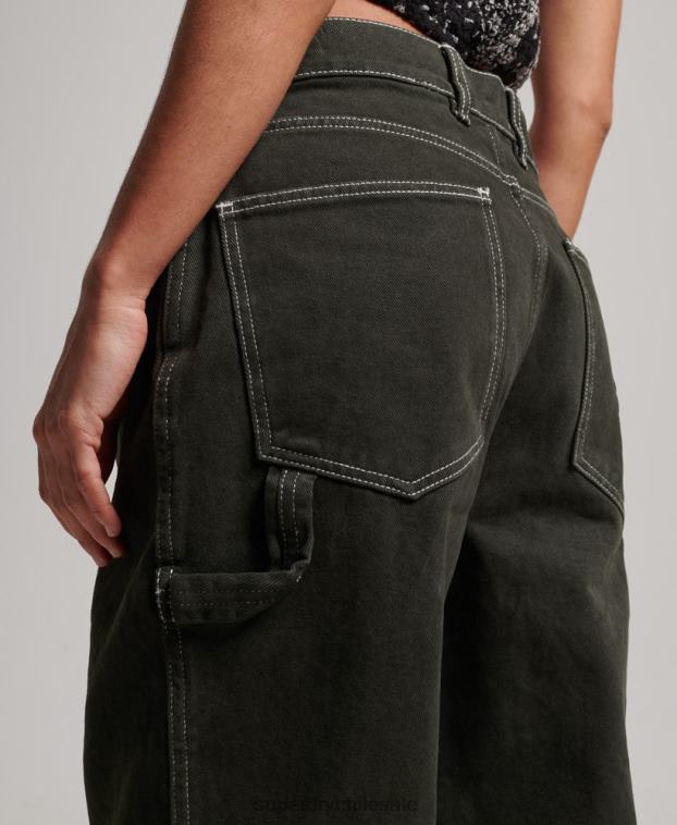 mujer Superdry verde pantalones de carpintero en contraste 2R68Z2558
