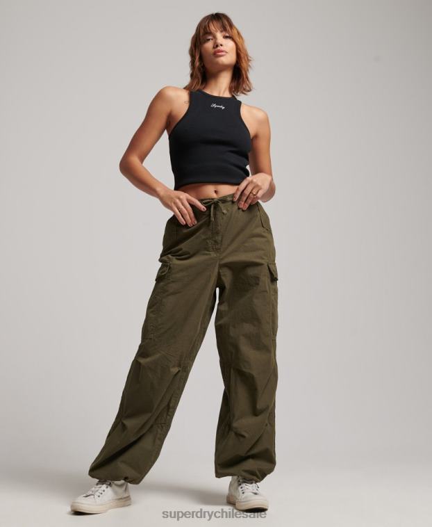mujer Superdry verde pantalones holgados de paracaídas 2R68Z2095