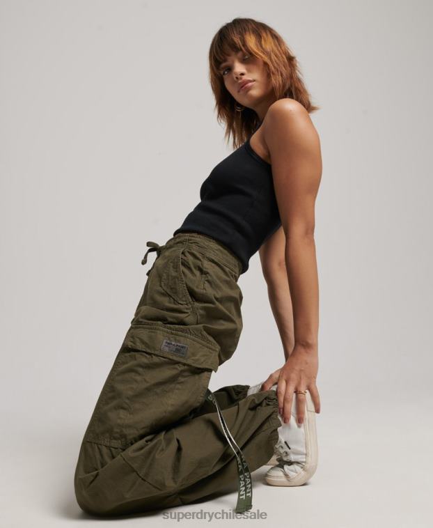 mujer Superdry verde pantalones holgados de paracaídas 2R68Z2095