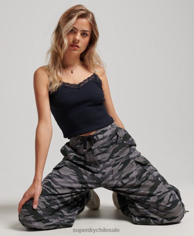 mujer Superdry verde pantalones holgados de paracaídas 2R68Z2129