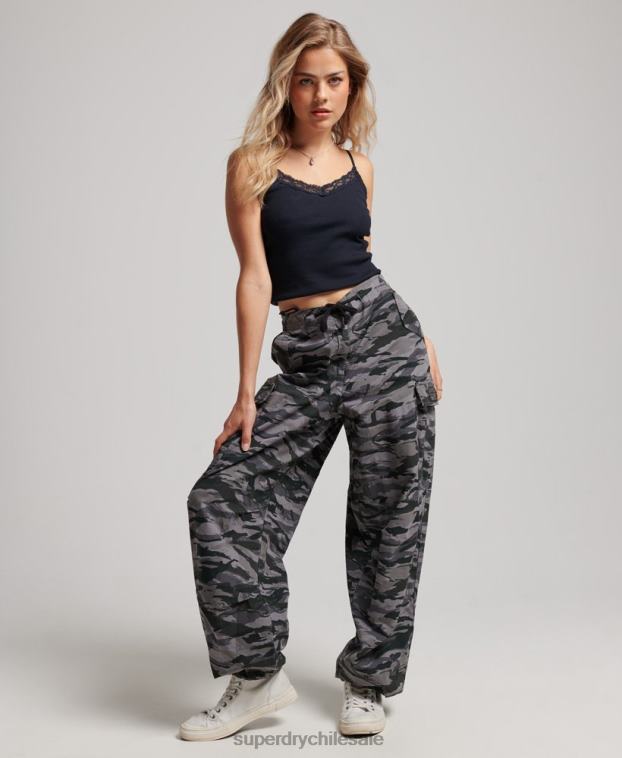 mujer Superdry verde pantalones holgados de paracaídas 2R68Z2129