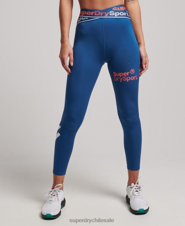 mujer Superdry azul leggins 7/8 cruzados de entrenamiento 2R68Z4056