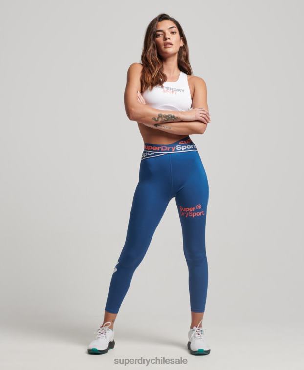 mujer Superdry azul leggins 7/8 cruzados de entrenamiento 2R68Z4056