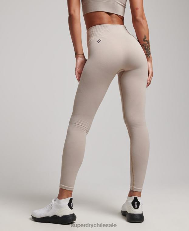 mujer Superdry beige leggins ajustados sin costuras 2R68Z4043