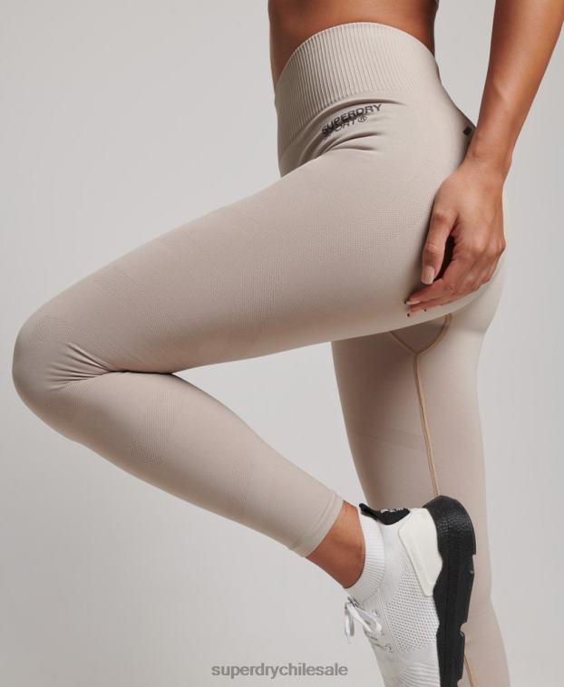 mujer Superdry beige leggins ajustados sin costuras 2R68Z4043