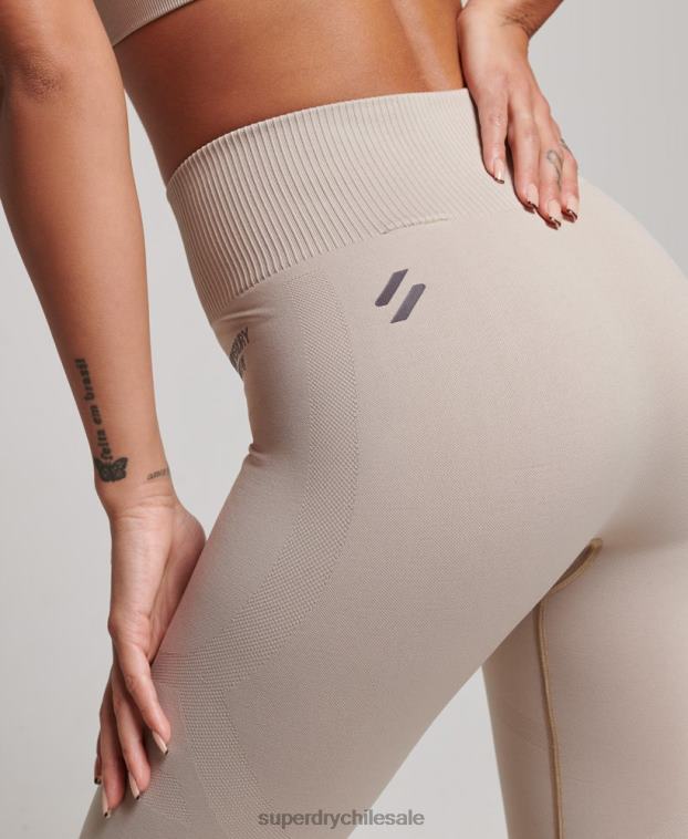 mujer Superdry beige leggins ajustados sin costuras 2R68Z4043