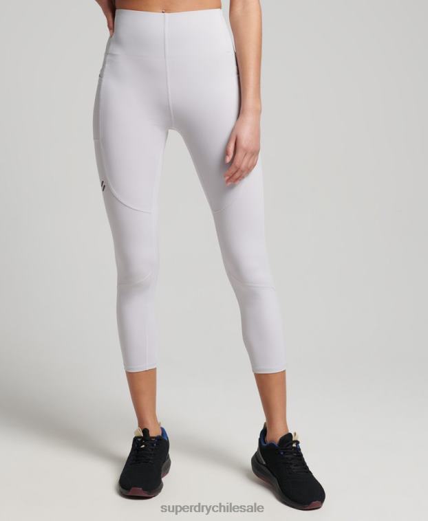 mujer Superdry gris claro correr 7/8 leggins ajustados 2R68Z6334