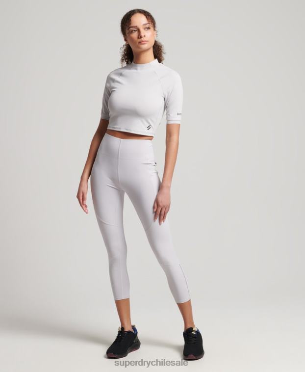 mujer Superdry gris claro correr 7/8 leggins ajustados 2R68Z6334