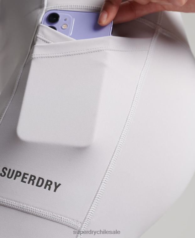 mujer Superdry gris claro correr 7/8 leggins ajustados 2R68Z6334