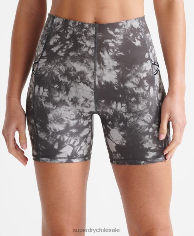 mujer Superdry gris correr pantalones cortos ajustados 2R68Z6343