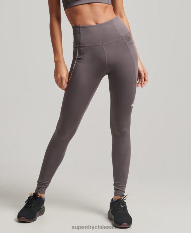 mujer Superdry gris leggins ajustados de malla activa de longitud completa 2R68Z4073