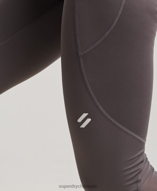 mujer Superdry gris leggins ajustados de malla activa de longitud completa 2R68Z4073