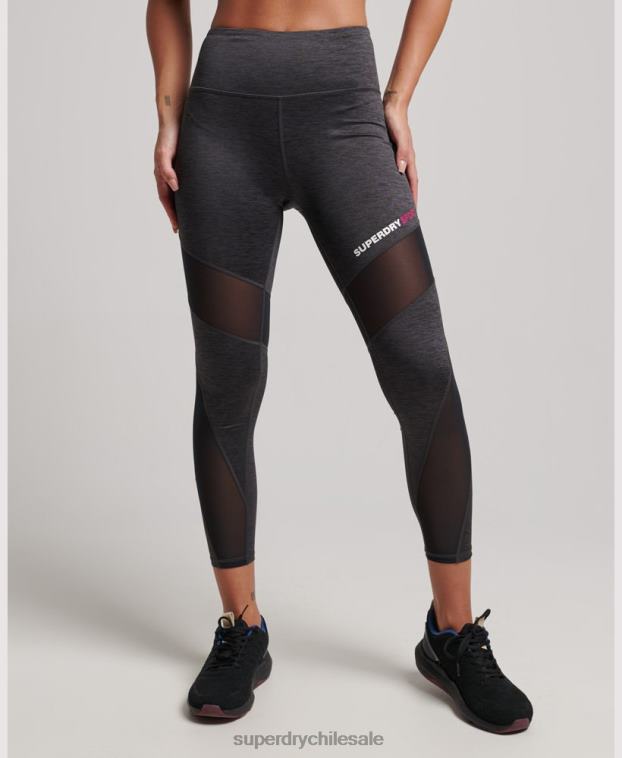 mujer Superdry gris oscuro mallas de entrenamiento de malla 7/8 2R68Z4041