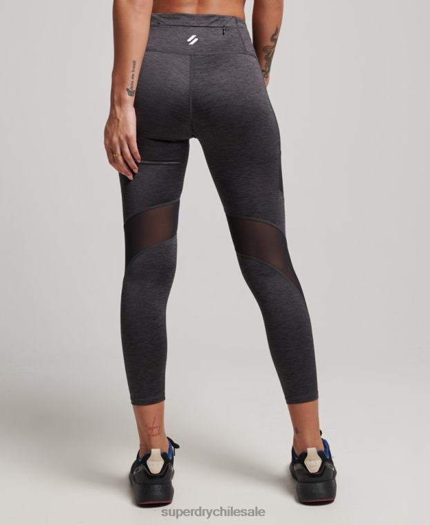 mujer Superdry gris oscuro mallas de entrenamiento de malla 7/8 2R68Z4041