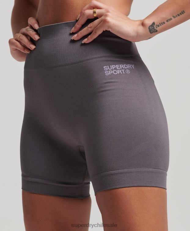mujer Superdry gris shorts ajustados sin costuras 2R68Z3148
