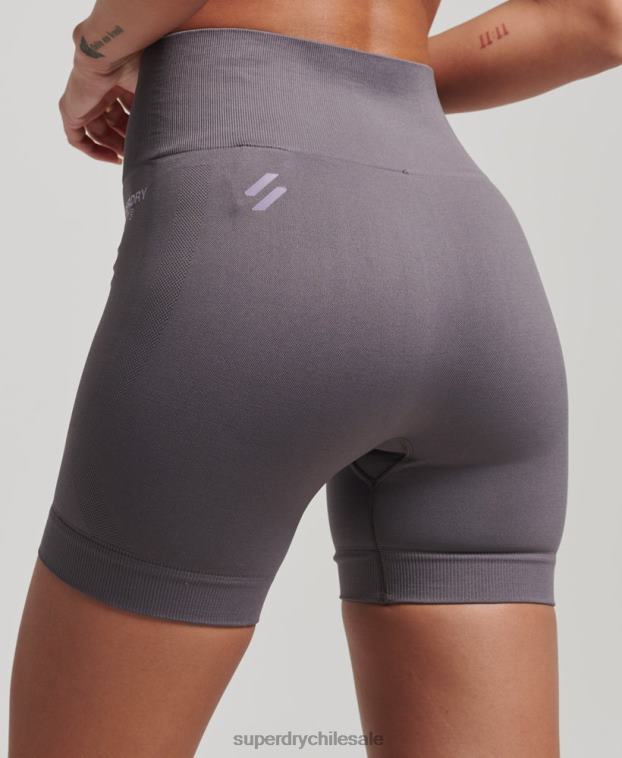 mujer Superdry gris shorts ajustados sin costuras 2R68Z3148