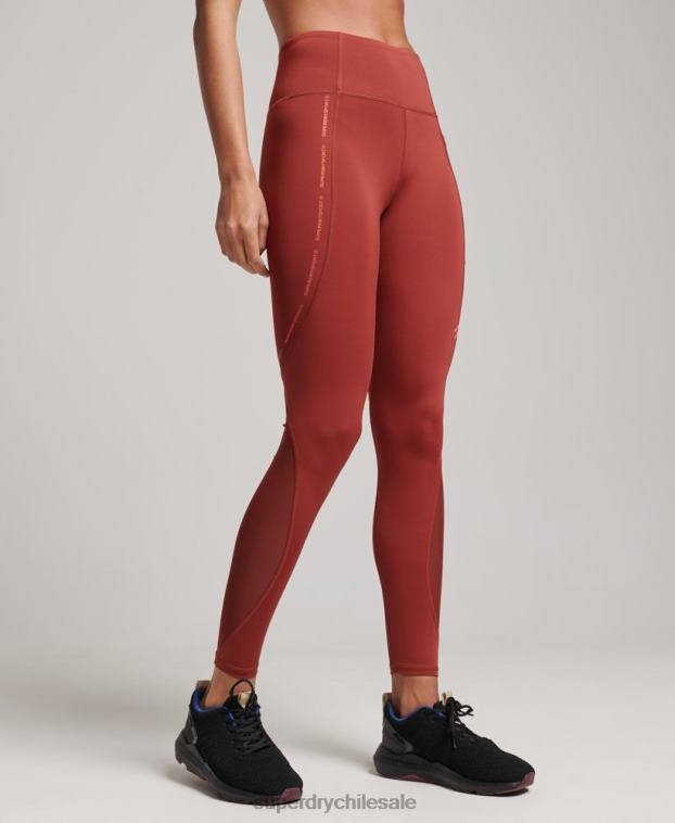 mujer Superdry marrón leggins ajustados de malla activa de longitud completa 2R68Z4052