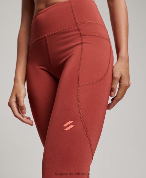 mujer Superdry marrón leggins ajustados de malla activa de longitud completa 2R68Z4052