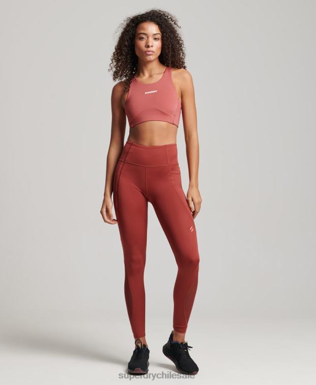 mujer Superdry marrón leggins ajustados de malla activa de longitud completa 2R68Z4052