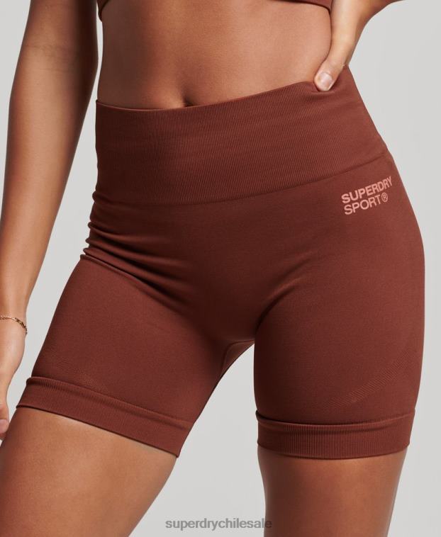 mujer Superdry marrón shorts ajustados sin costuras 2R68Z3124