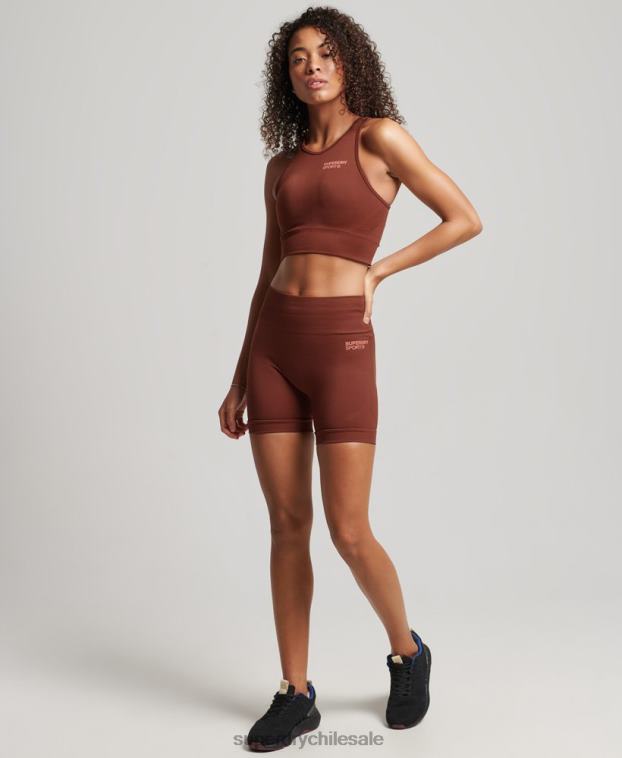 mujer Superdry marrón shorts ajustados sin costuras 2R68Z3124