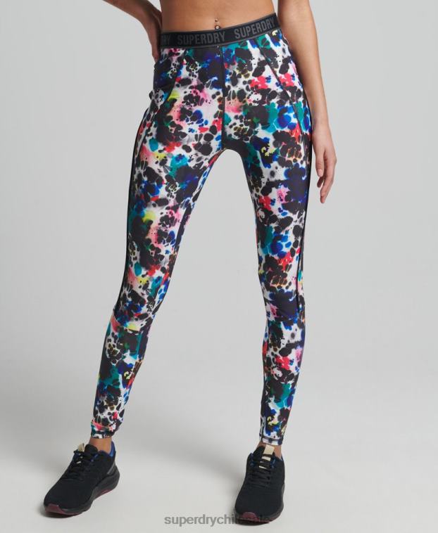 mujer Superdry multi leggins ajustados elásticos con la marca del tren 2R68Z6322