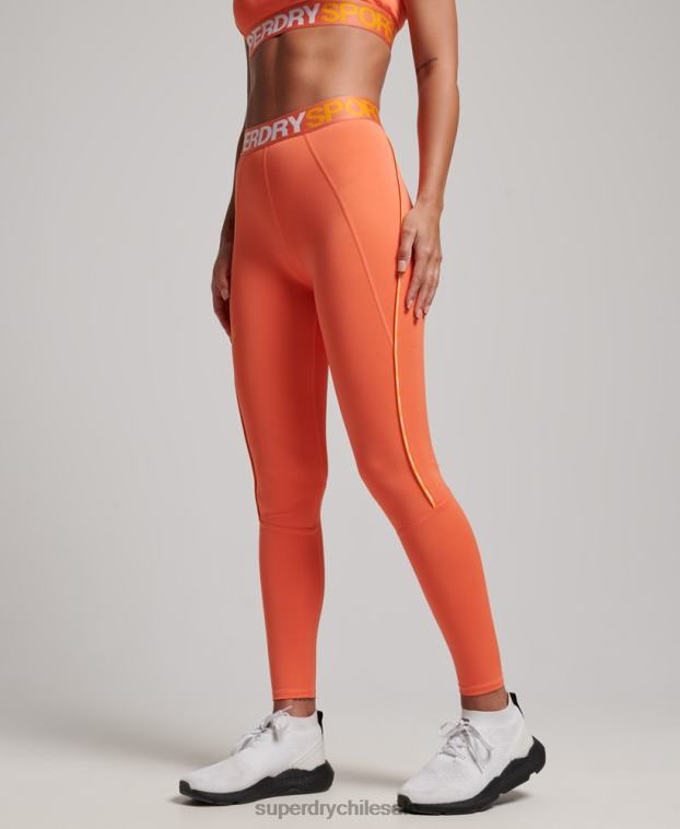 mujer Superdry naranja leggins ajustados elásticos con la marca del tren 2R68Z4062