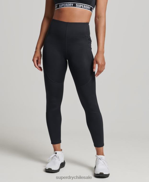 mujer Superdry negro correr polainas ajustadas 2R68Z4067