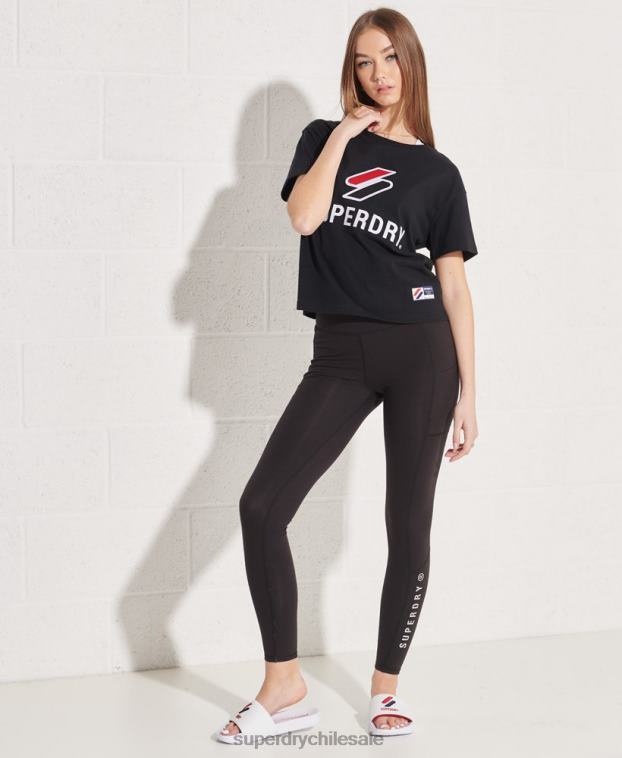 mujer Superdry negro estilo de vida activo leggins largos 2R68Z6778
